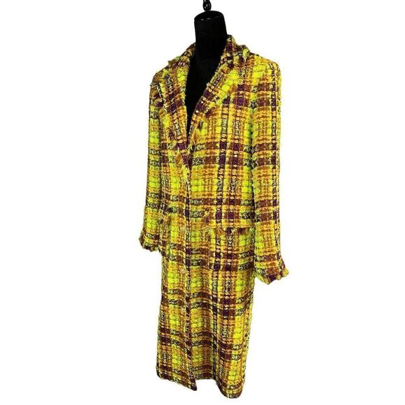 Ramy Brook Marygold Tweed long Overcoat neon colours Small - Picture 7 of 15
